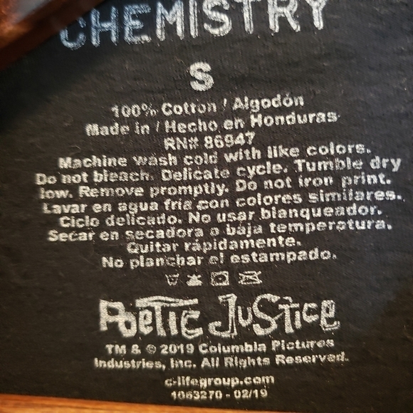 Poetic Justice Graphic T-Shirt Black Tupac Shakur Size Small - Picture 4 of 6